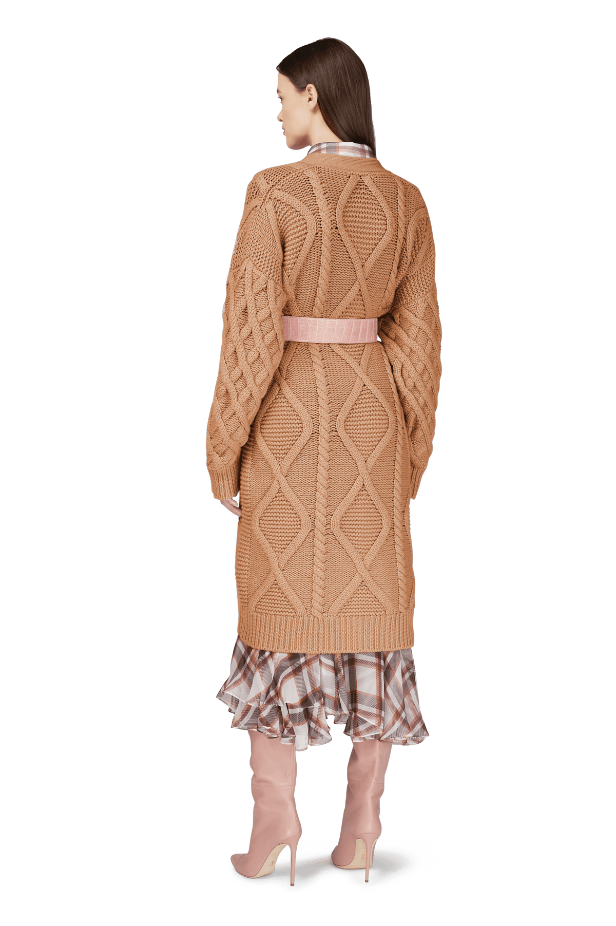 Camel Cashmere Chunky Cable Knit Cardigan